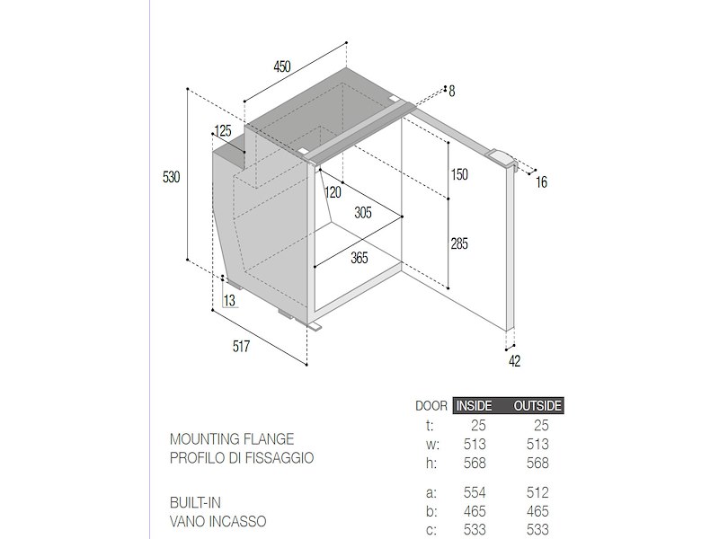 Frigorifero Vitrifrigo C62i - Completo di Flangia -