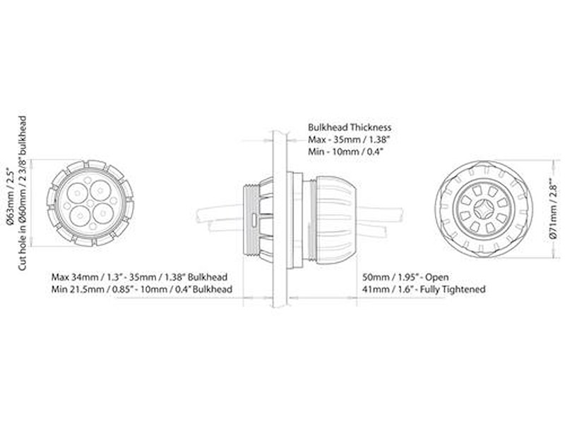 Passa paratia stagno per grandi cavi 
