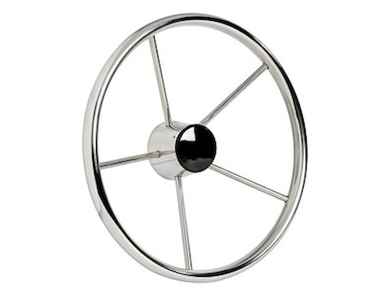 Volante in acciaio inox e tappo in teak