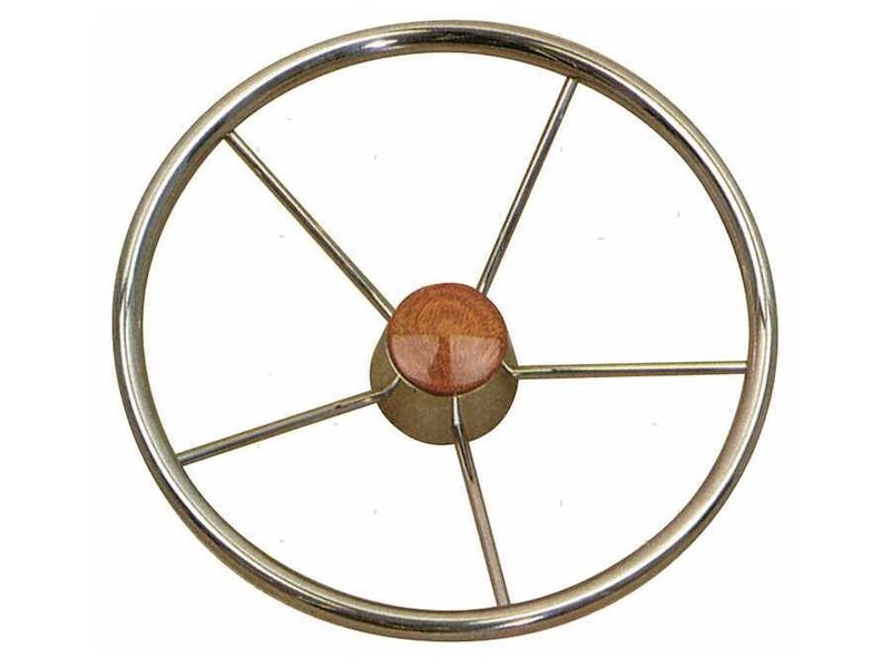 Volante in acciaio inox e tappo in teak