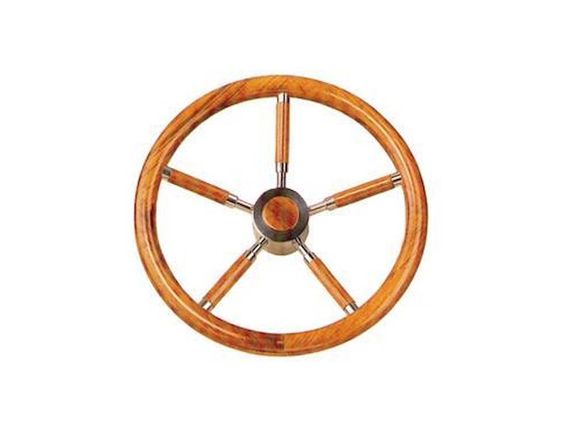 Volante in teak ed acciaio