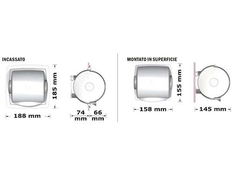 Porta rotolo carta igienica a tenuta stagna a semi-incasso