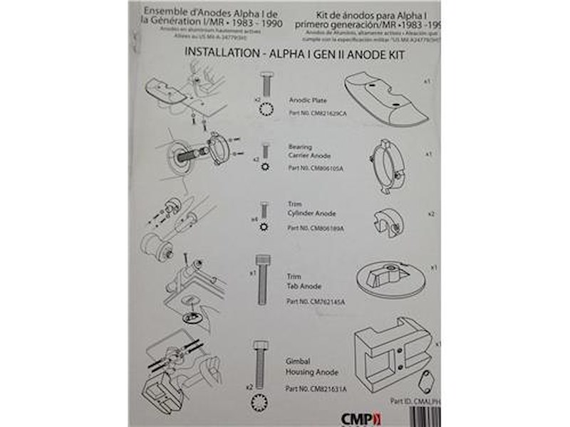 Kit anodi per piede Mercruiser Alpha I Generazione II