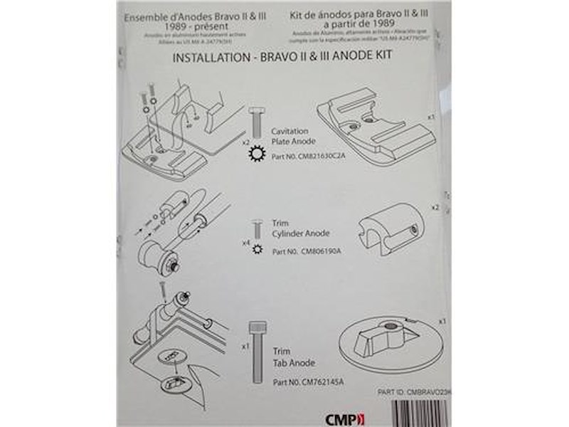 Kit anodi per piede Mercruiser Bravo II e III