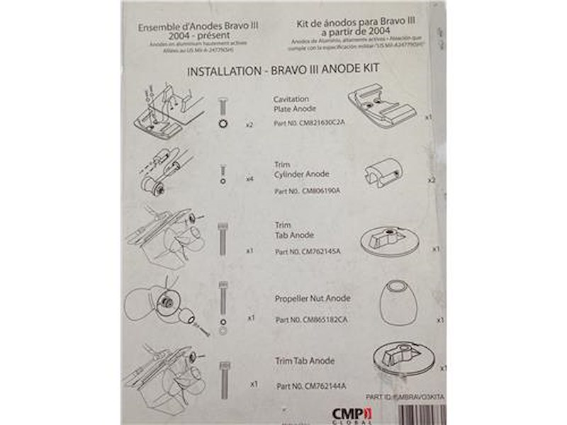 Kit anodi per piede Mercruiser Bravo III 2004