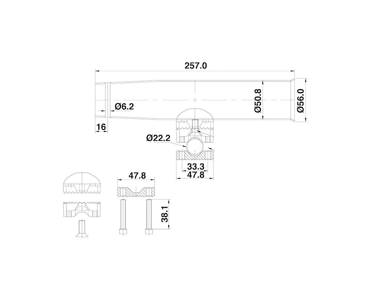 Portacanne svasato Inox con morsetto centrale
