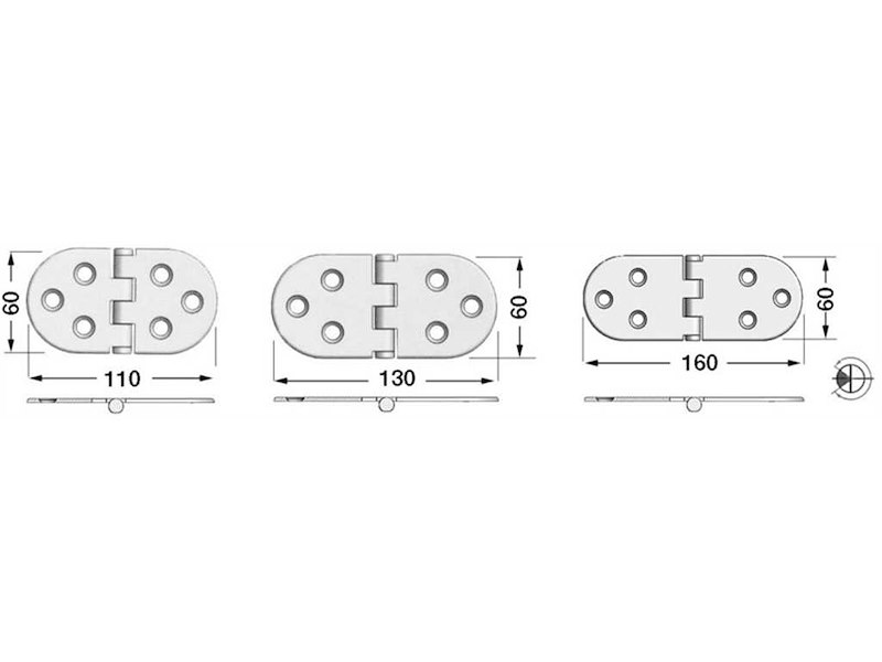 Cerniere acciaio inox Spessore 3 mm. Heavy Duty