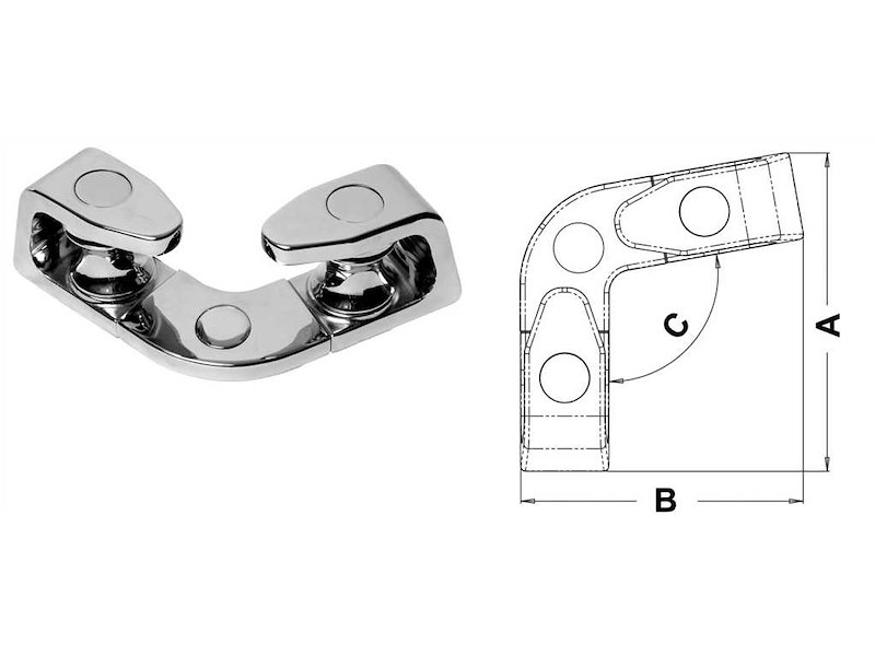 Passacavo angolare a rulli
