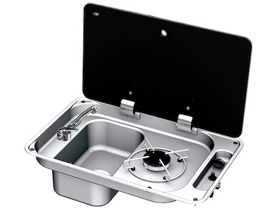 Piano di cottura con coperchio in vetro temperato fumè