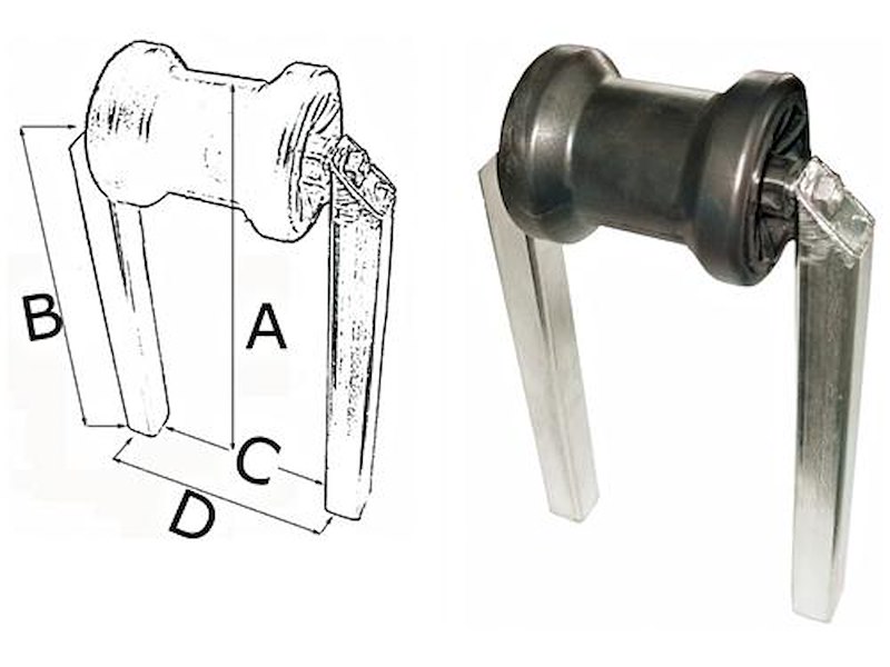 Rullo centrale fisso con staffa doppio tubo per carrello 