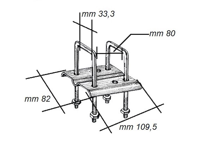 Piastra per fissaggio tubo carrello