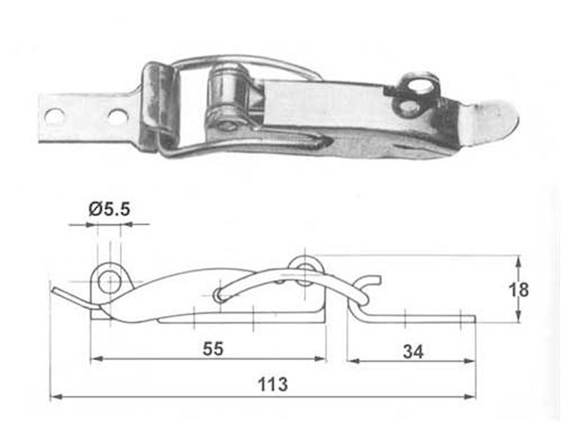 Chiusura a leva per confani o sportelli