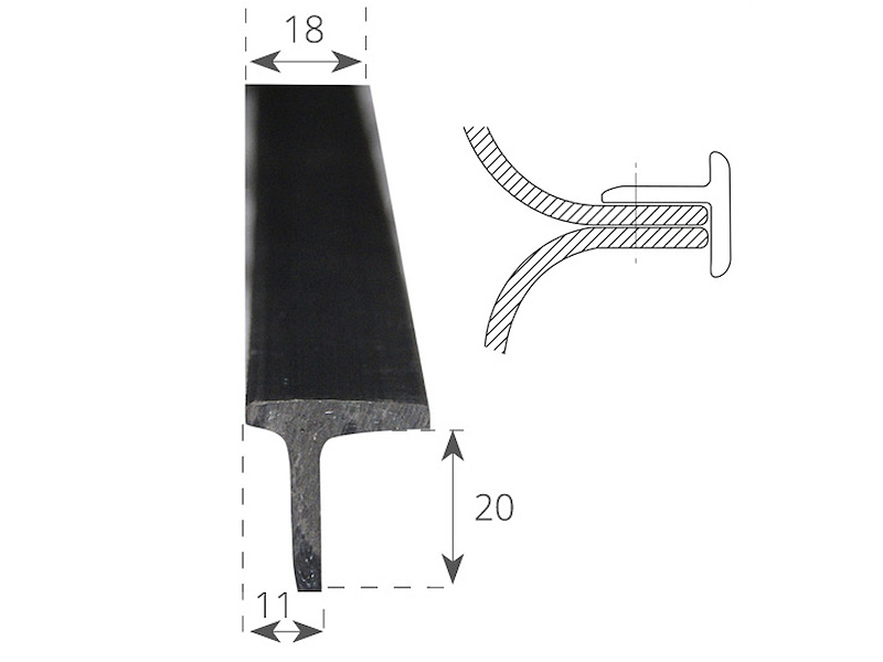 Profilo a T ed accessori per bottazzo in PVC  H 31 mm. 