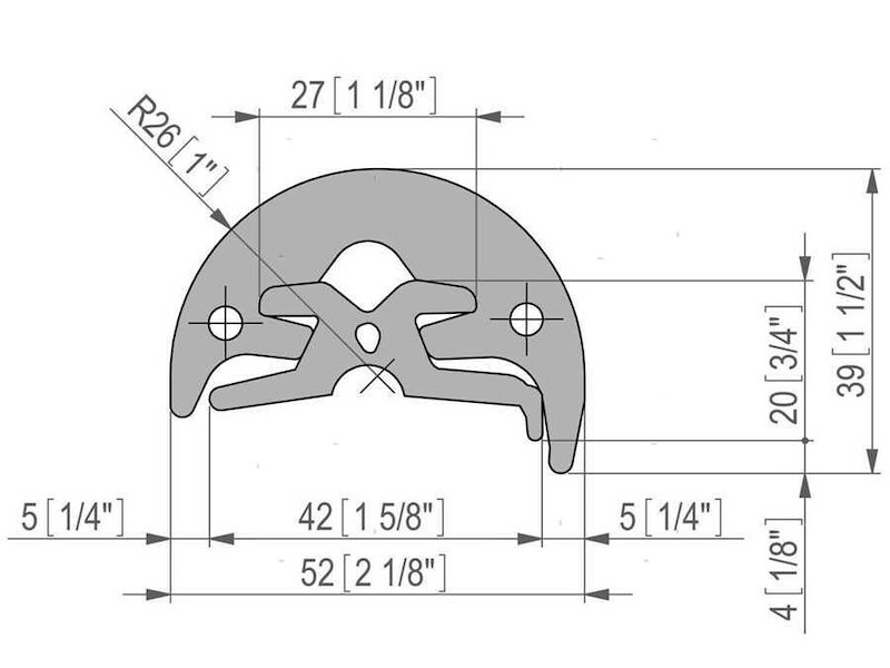 Profilo bottazzo Radial in PVC - H 52 mm. -