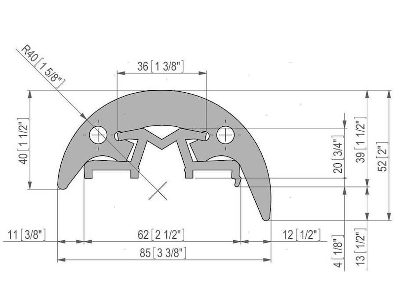 Binario per bottazzo Radial in PVC 
