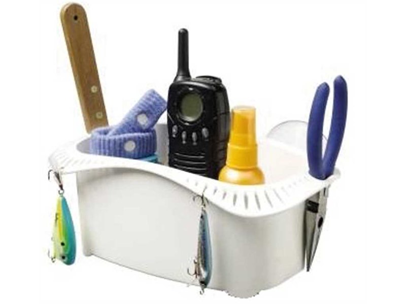 Vano portaoggetti e porta esche in plastica bianca 