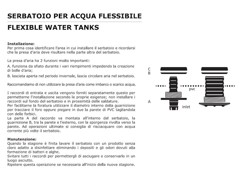 Serbatoio flessibile per acqua