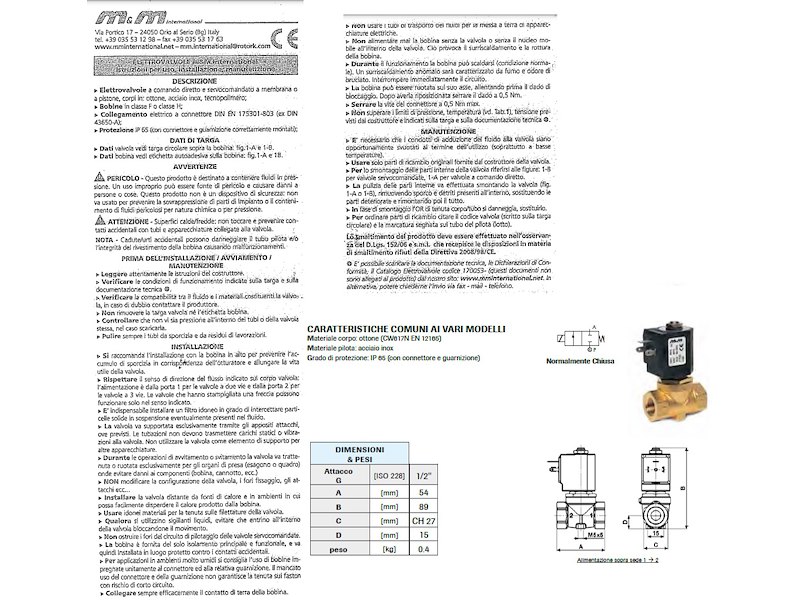 Elettrovalvola per Wc