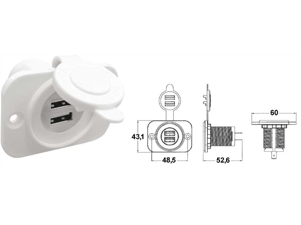 Presa Accendisigari E Doppia USB Osculati 14.516.02 – 12/24V Con Cappuccio Stagno