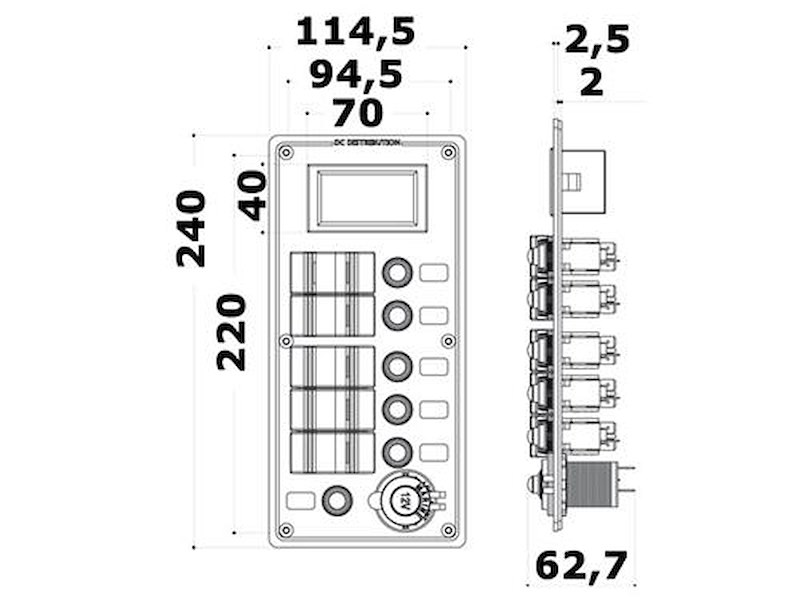 Pannello elettrico modello "PCAL" con voltmetro digitale 9/32 Volt
