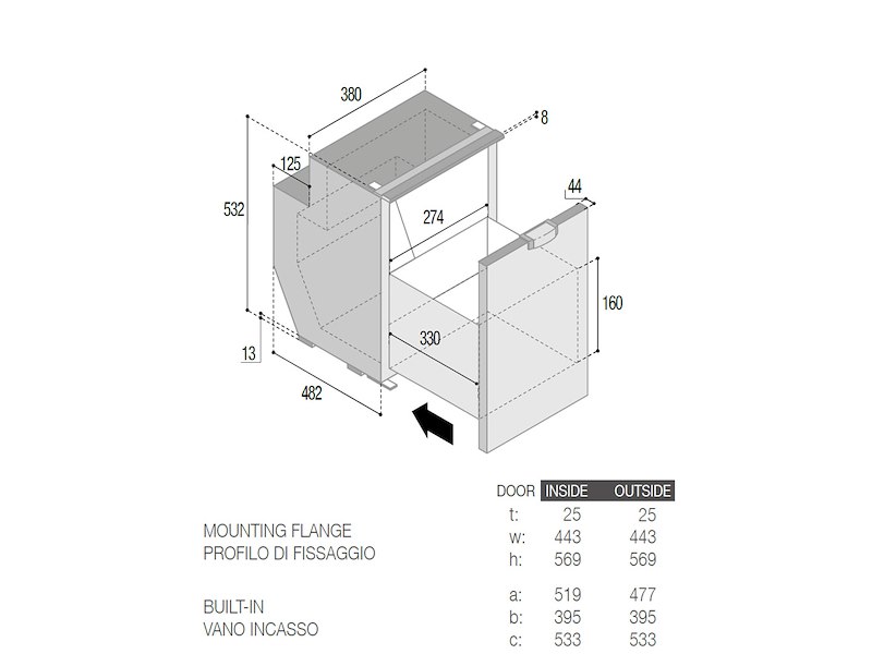 Frigorifero Vitrifrigo C51DW a Cassetto 12-24 volt - 