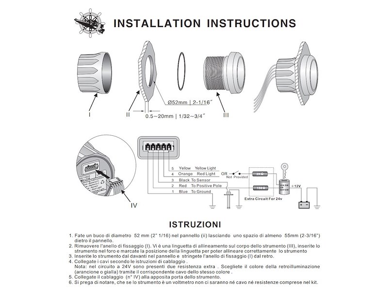 Voltmetro scala 8/16 Volt - Osculati