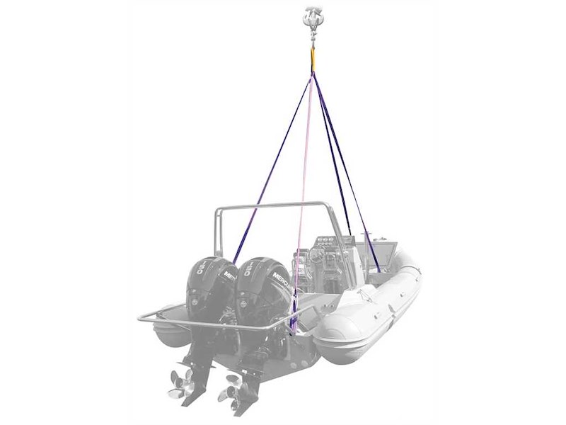 Sistema di sollevamento a 4 bracci per imbarcazioni o battelli pneumatici