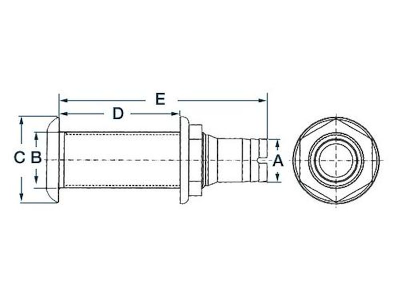 Scarico a mare in nylon bianco con valvola 