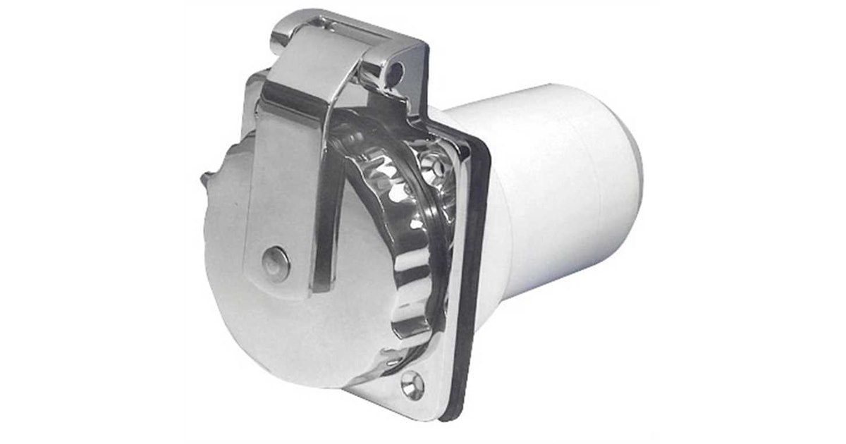 Presa Impermeabile 30A IP X7: Serie 14.331.05 In ABS Bianco, Con Contatti In Ottone Argentato