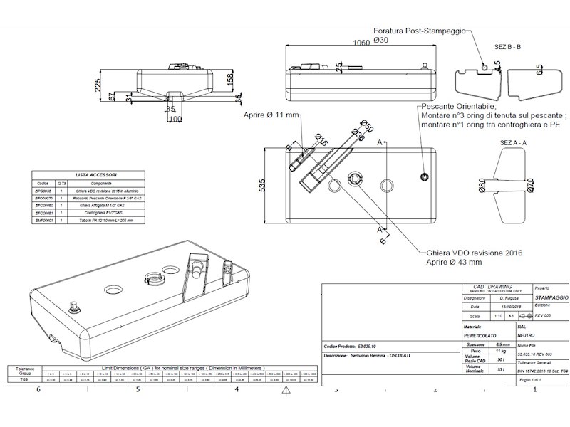 Serbatoio carburante in polietilene reticolato - 90 Lt. -