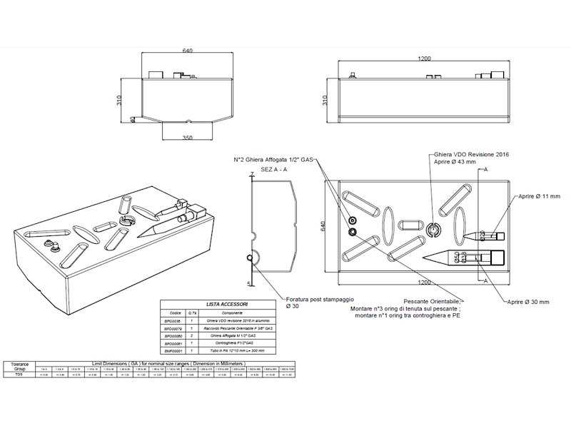 Serbatoio carburante in polietilene reticolato - 198 Lt. -