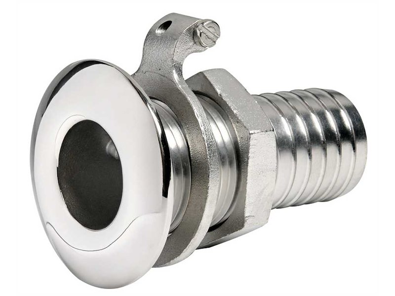 Scarico a mare in acciaio inox con portagomma