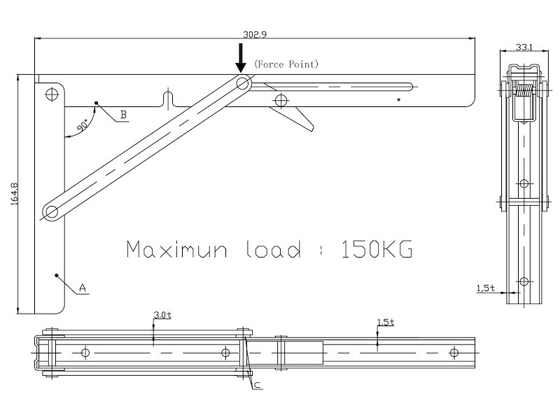 Supporto tavolo abbattibile