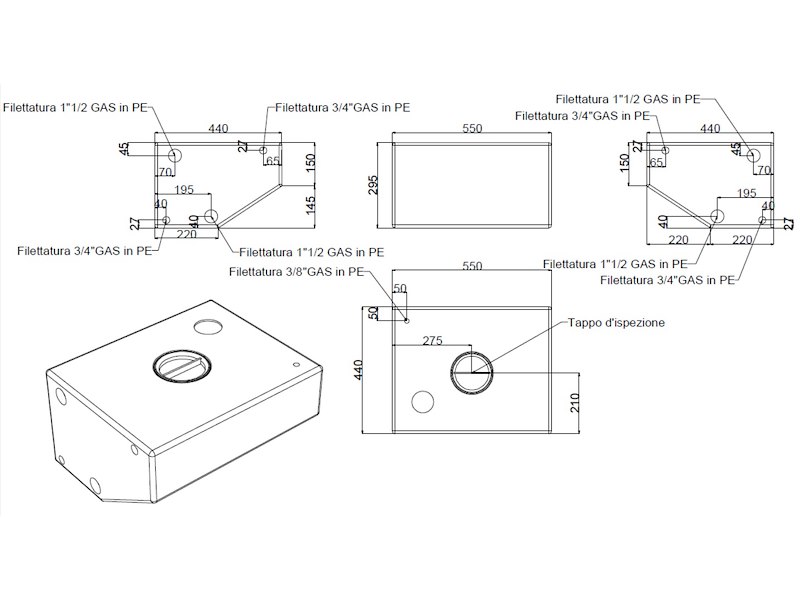 Serbatoio in polietilene rigido per acque nere 