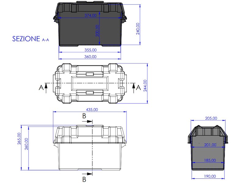 Cassetta portabatteria grande