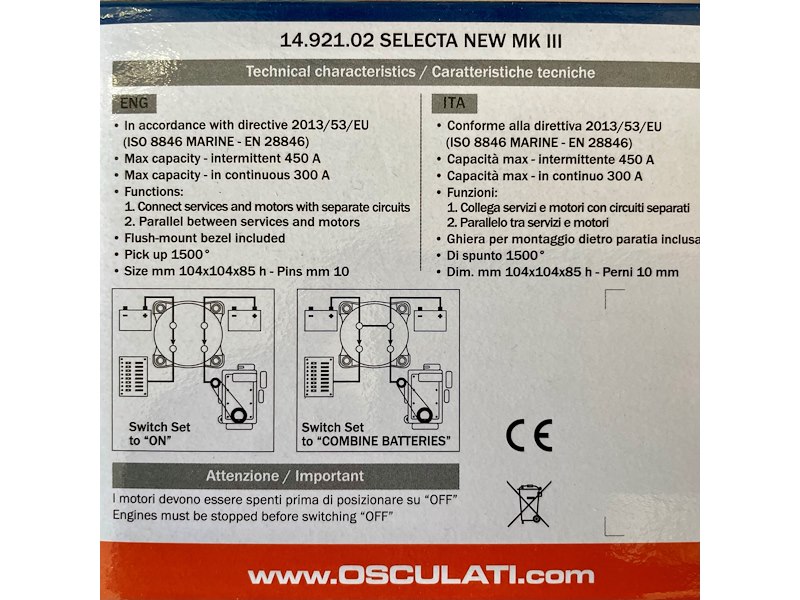 Interruttore/deviatore per batterie Selecta New 