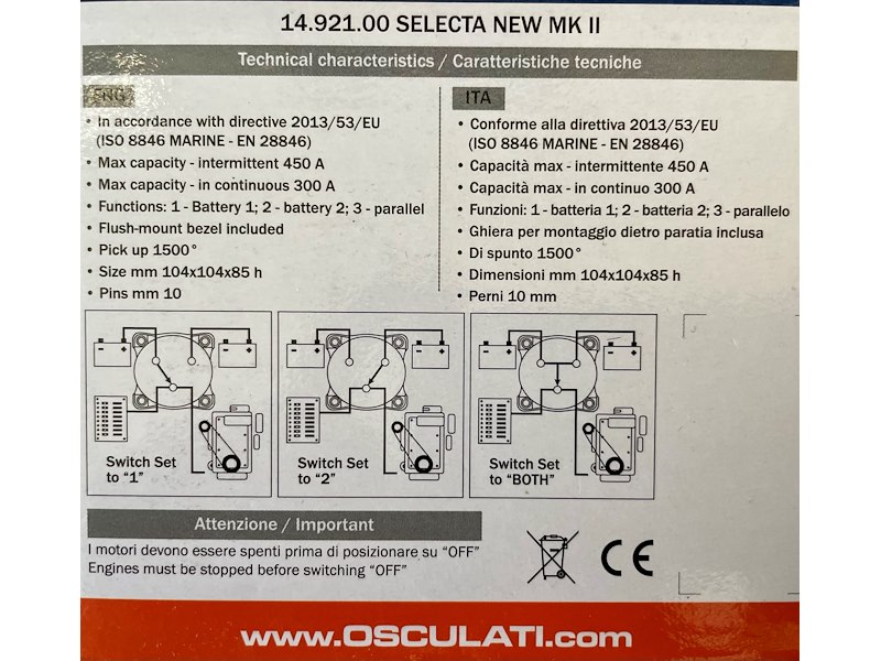 Interruttore/deviatore per batterie Selecta New 