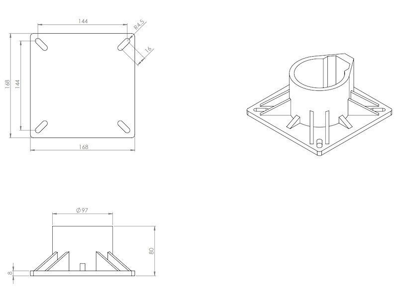 Supporto sedile girevole in alluminio 