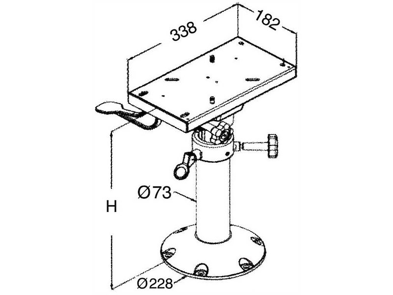 Supporto sedile con slitta girevole - Alluminio anodizzato