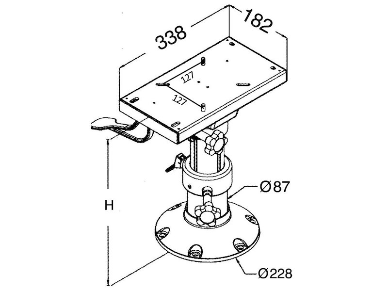 Supporto sedile con slitta girevole - Alluminio anodizzato