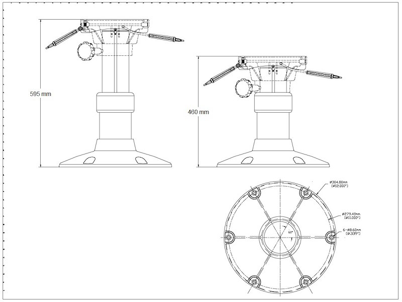 Base per scocche sedile con molla a gas