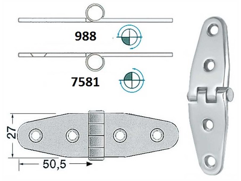 Cerniere acciaio inox Spessore 2 mm