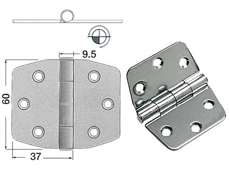 Cerniere acciaio inox Spessore 2 mm