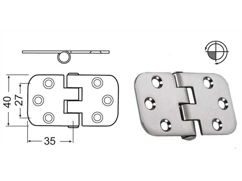 Cerniere acciaio inox Spessore 2 mm