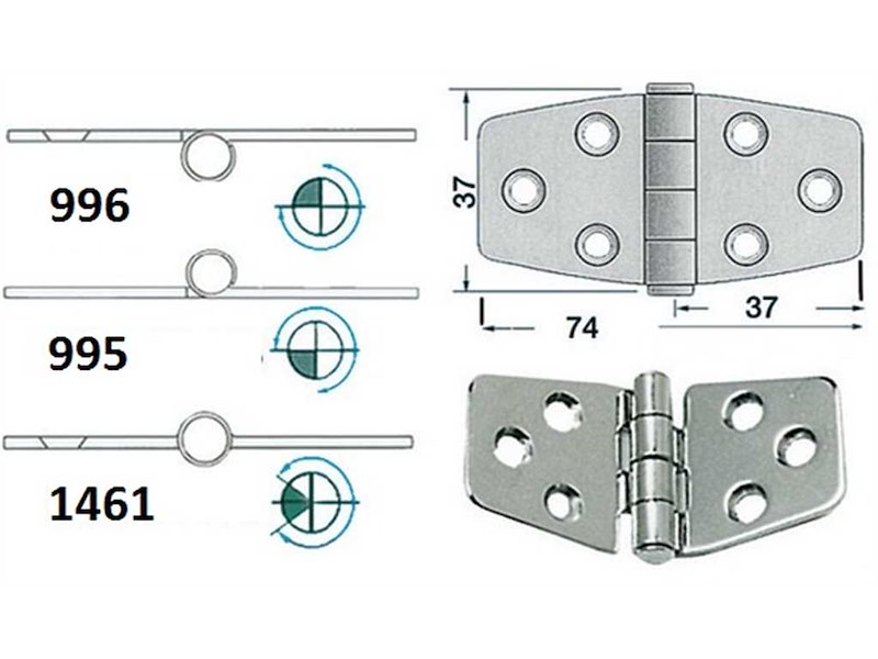 Cerniere acciaio inox Spessore 2 mm