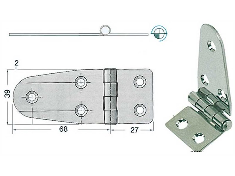 Cerniere acciaio inox Spessore 2 mm