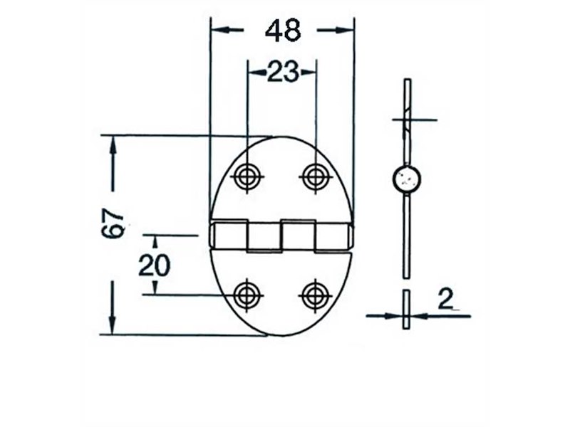 Cerniere acciaio inox Spessore 2 mm
