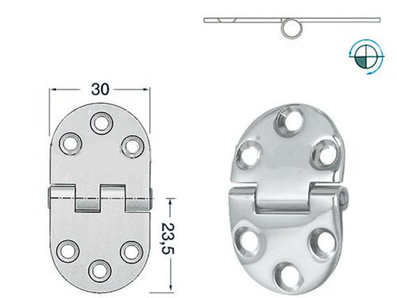 Cerniere acciaio inox Spessore 2 mm