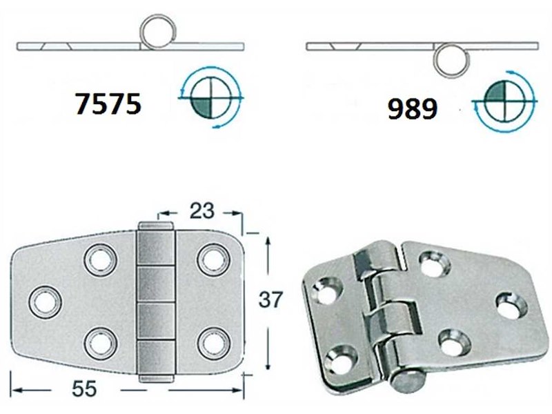 Cerniere acciaio inox Spessore 2 mm