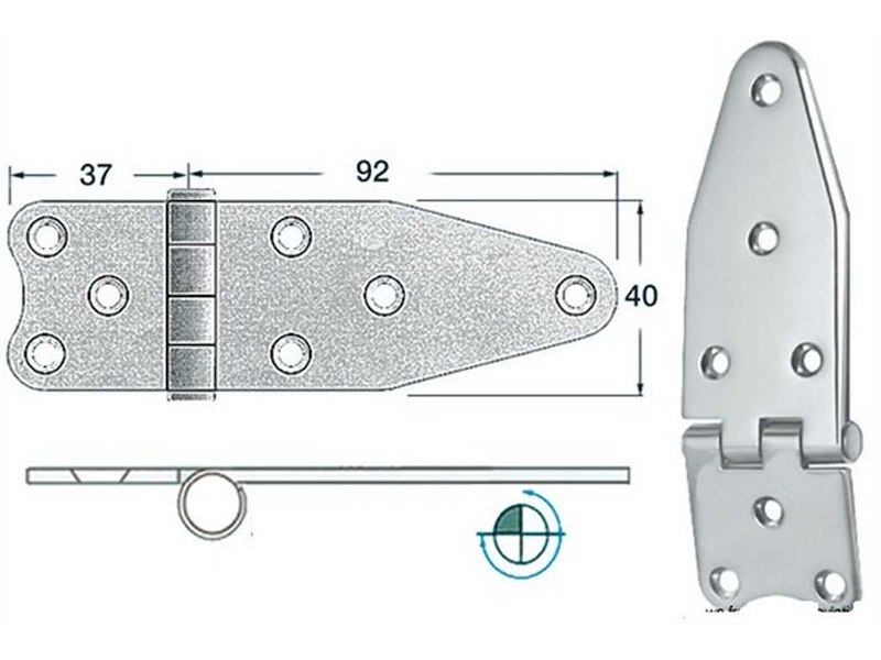 Cerniere acciaio inox Spessore 2 mm